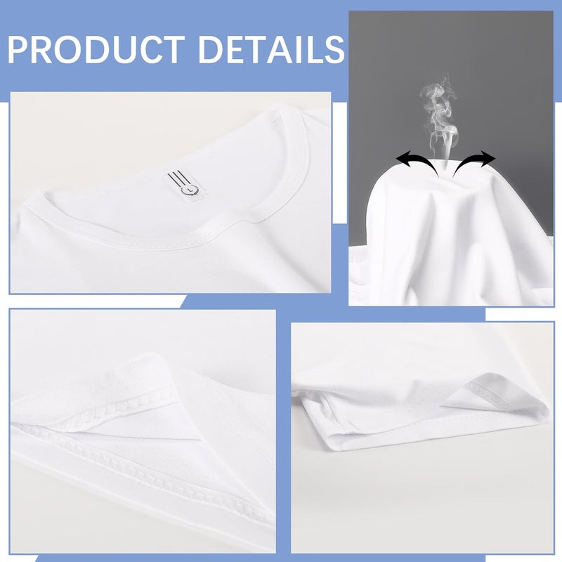 OKBA 5 pcs Sublimation Blank T-Shirts Round Collar Short Sleeves Adult White Polyester t Shirts - Image 2